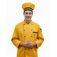 thumbnail image 1 of men's multicolor with Black trim 3/4 sleeve chef coat with free cap size (XS-6XL), 1 of 7