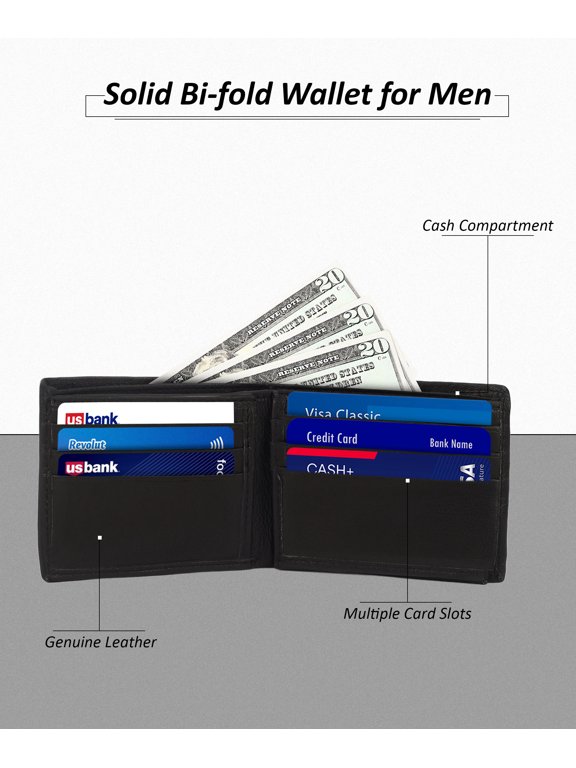 men's rfid blocking id window multi-card travel bifold genuine leather pocket wallet - in gift box