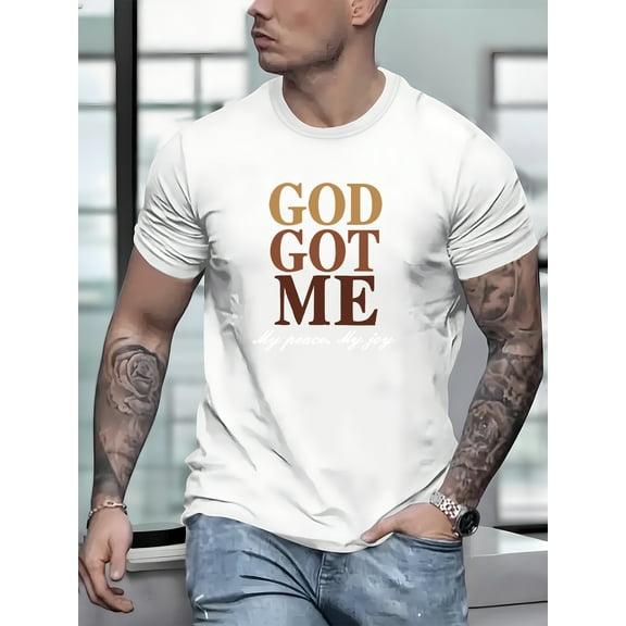 men's versatile T-shirt, high-end men's fashion casual printed short-sleeved trendy top