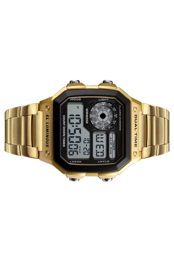 men sport watches Sport Stainless Steel Men Watch Water Digital Backlight Chronograph Fitness Tracker Wristwatch for Men Black Gold Rose Gold Silver