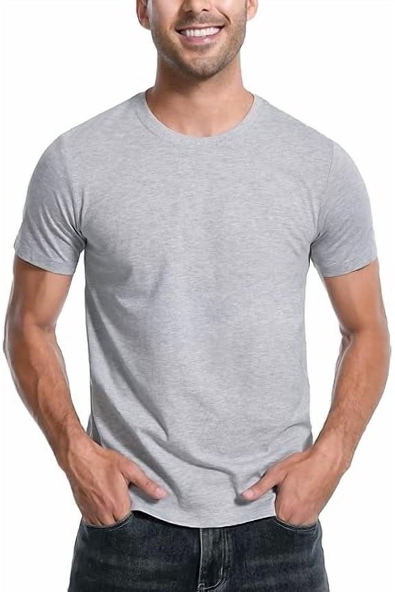 Men‘s Bamboo Viscose T-Shirt, Cooling Crew Neck Basic Tee Heather Gray XXL