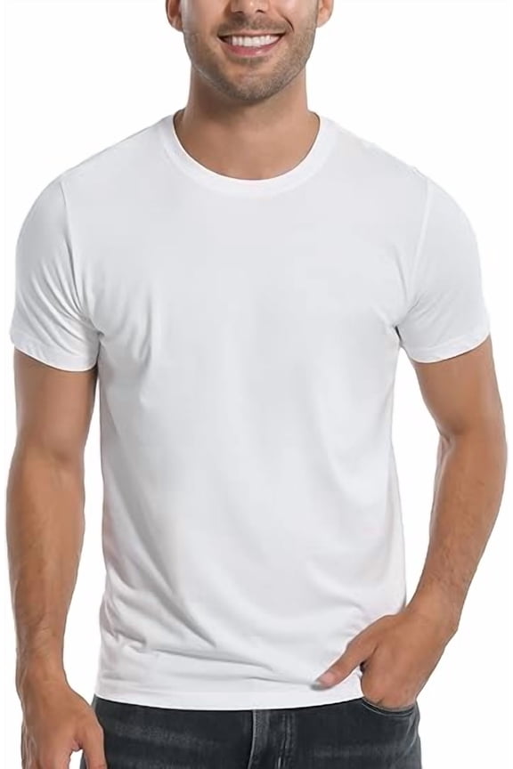 Men's Bamboo Viscose Plain Crew Neck Short Sleeve T-Shirt
