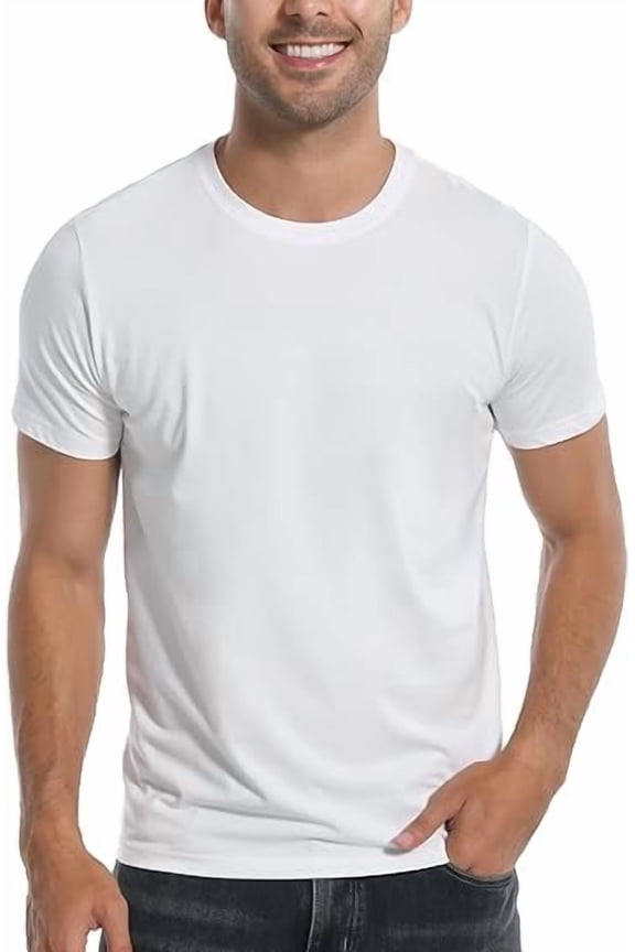 Mens Bamboo Viscose T Shirt Ultra Soft Plain Tshirts for Men Cooling Crew Neck Casual Basic Tee Shirt Undershirt