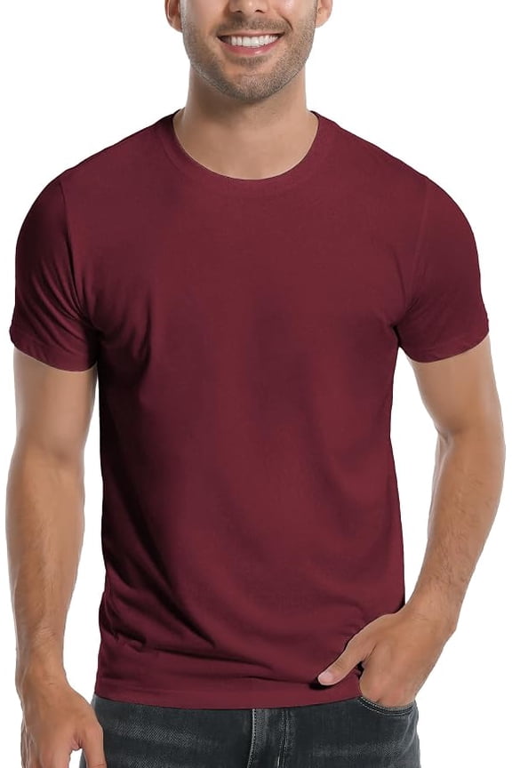 Mens Bamboo Viscose T Shirt Ultra Soft Plain Tshirts for Men Cooling Crew Neck Casual Basic Tee Shirt Undershirt