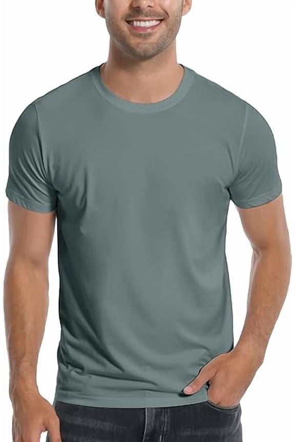 Men‘s Bamboo Viscose T-Shirt, Cooling Crew Neck Basic Tee Green XL