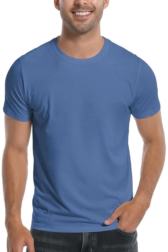 Mens Bamboo Viscose T Shirt Ultra Soft Plain Tshirts for Men Cooling Crew Neck Casual Basic Tee Shirt Undershirt