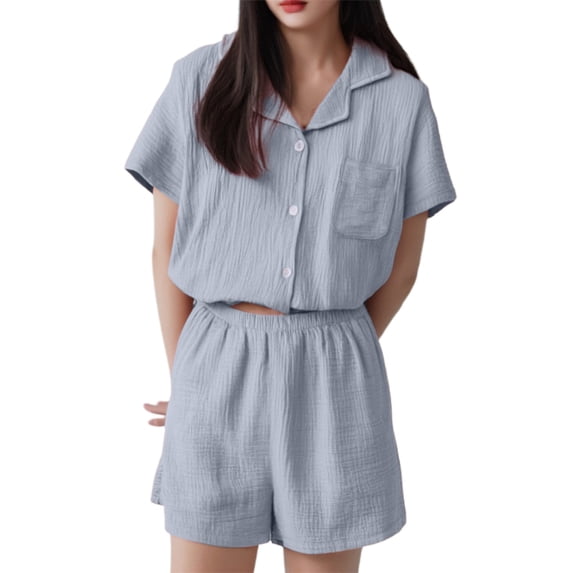 menopause pajama sets for women cooling moisture wicking nightwear for hot flashes Men's And Women's Short Sleeve Pajama Set Lightweight Summer Sleepwear