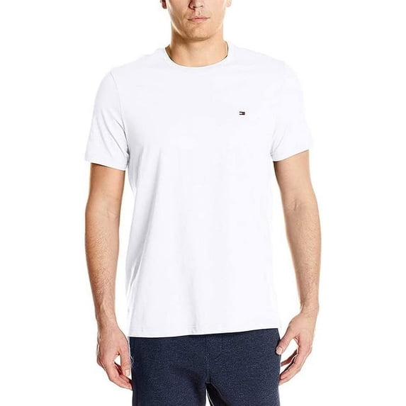 mens Flag Crew Neck Tee Pajama Top, White, Medium US