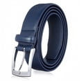 thumbnail image 1 of mens genuine leather dress belt for business and casual occasions - classic & fashion design (snavy, 32/34), 1 of 4