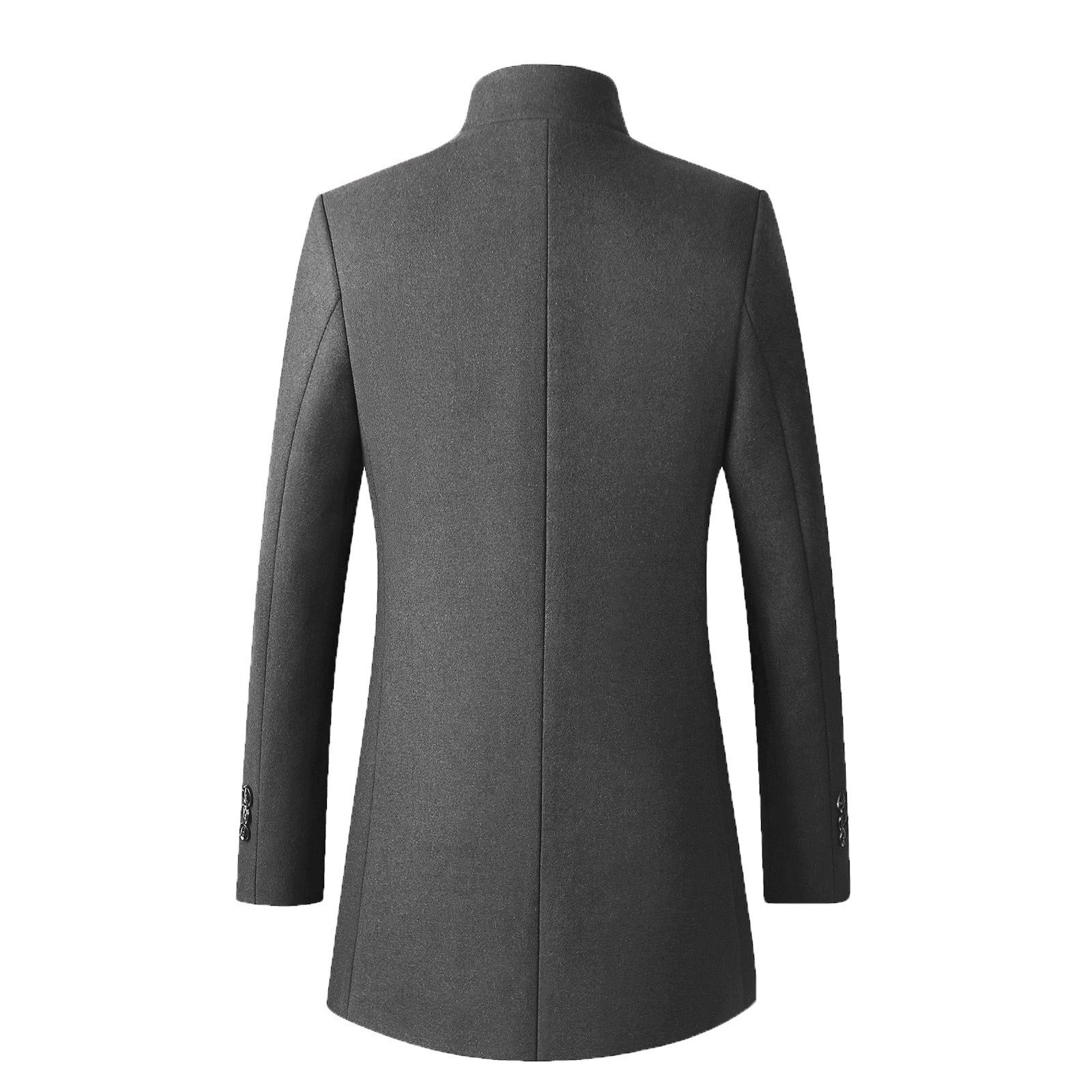 mens jacket Autumn and winter, solid color, long-sleeved Woolen mens ...