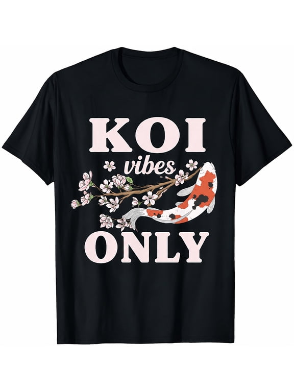 mens koi fish and floral pattern t shirt