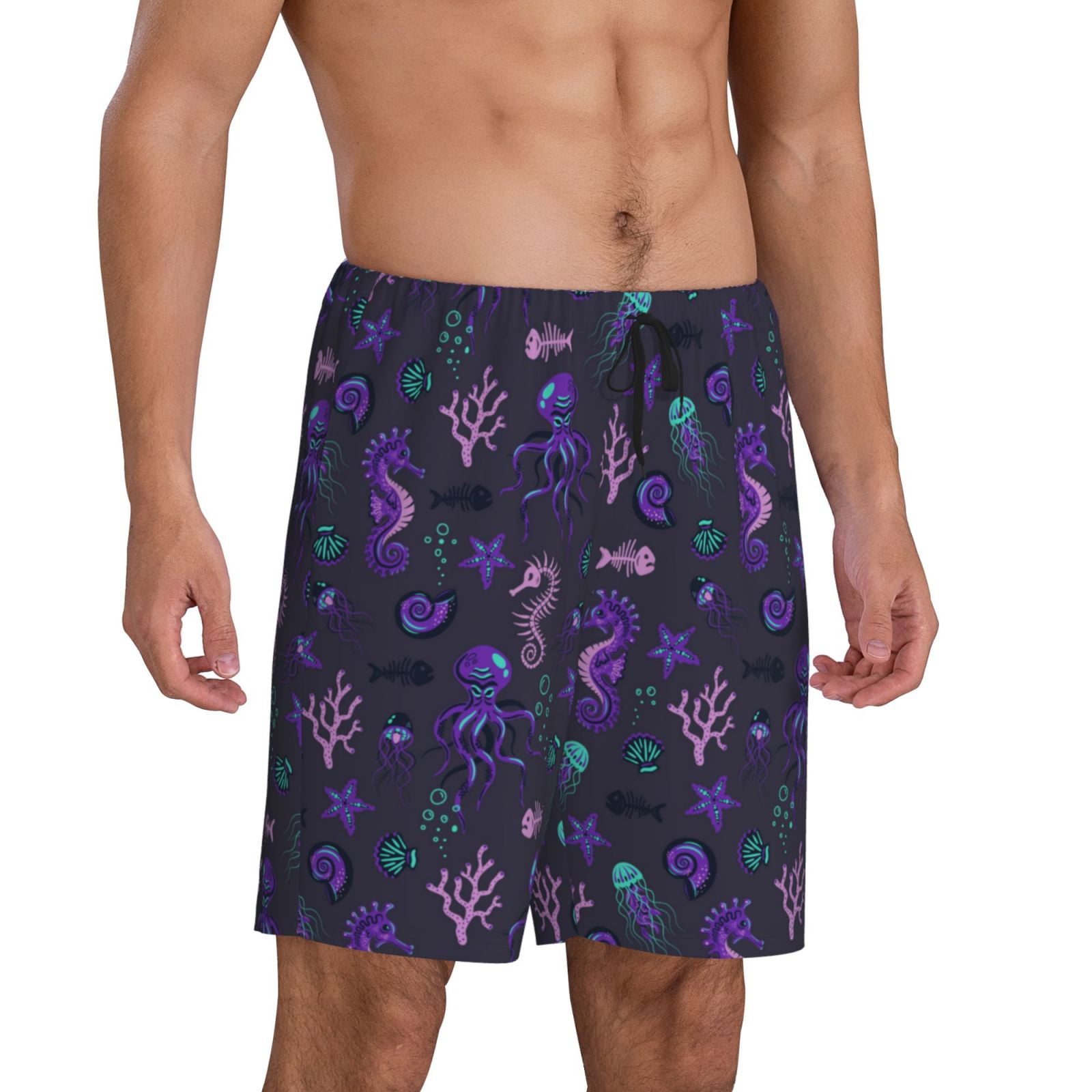 Mens Pajama Pants - Octopus Seahorse Jellyfish Purple Comfy Sleep ...