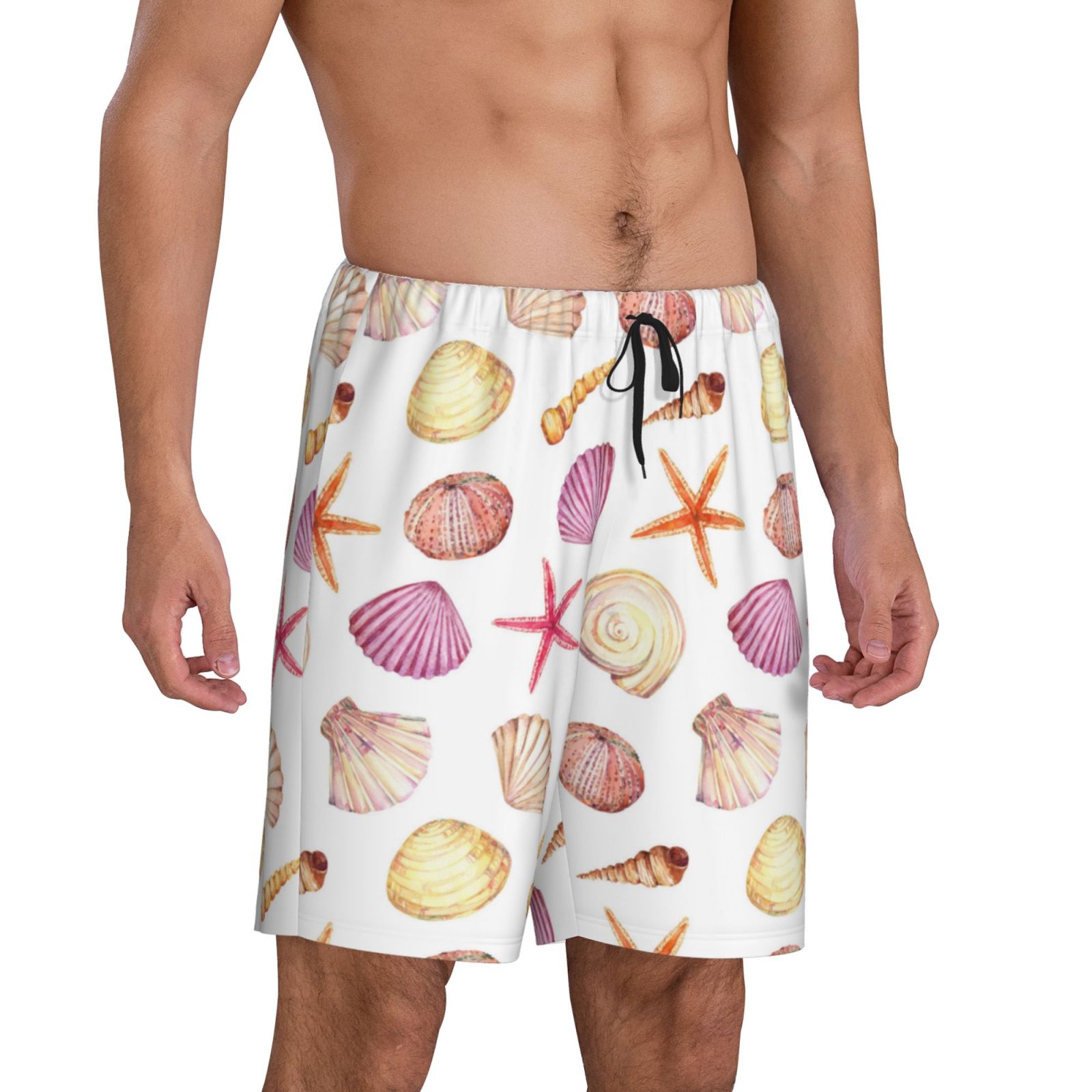 Mens Pajama Pants - Purple White Shell Conch Comfy Sleep Shorts Mens ...