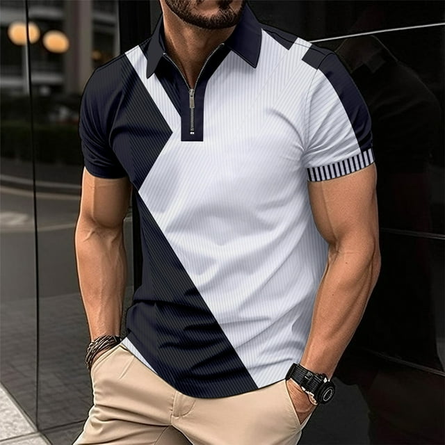 Mens Polo Men Shirts Male Summer Button Plaid Short Sleeve Top ...