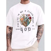 mens pure cotton white t shirt biblical heart psalms inspired artwork