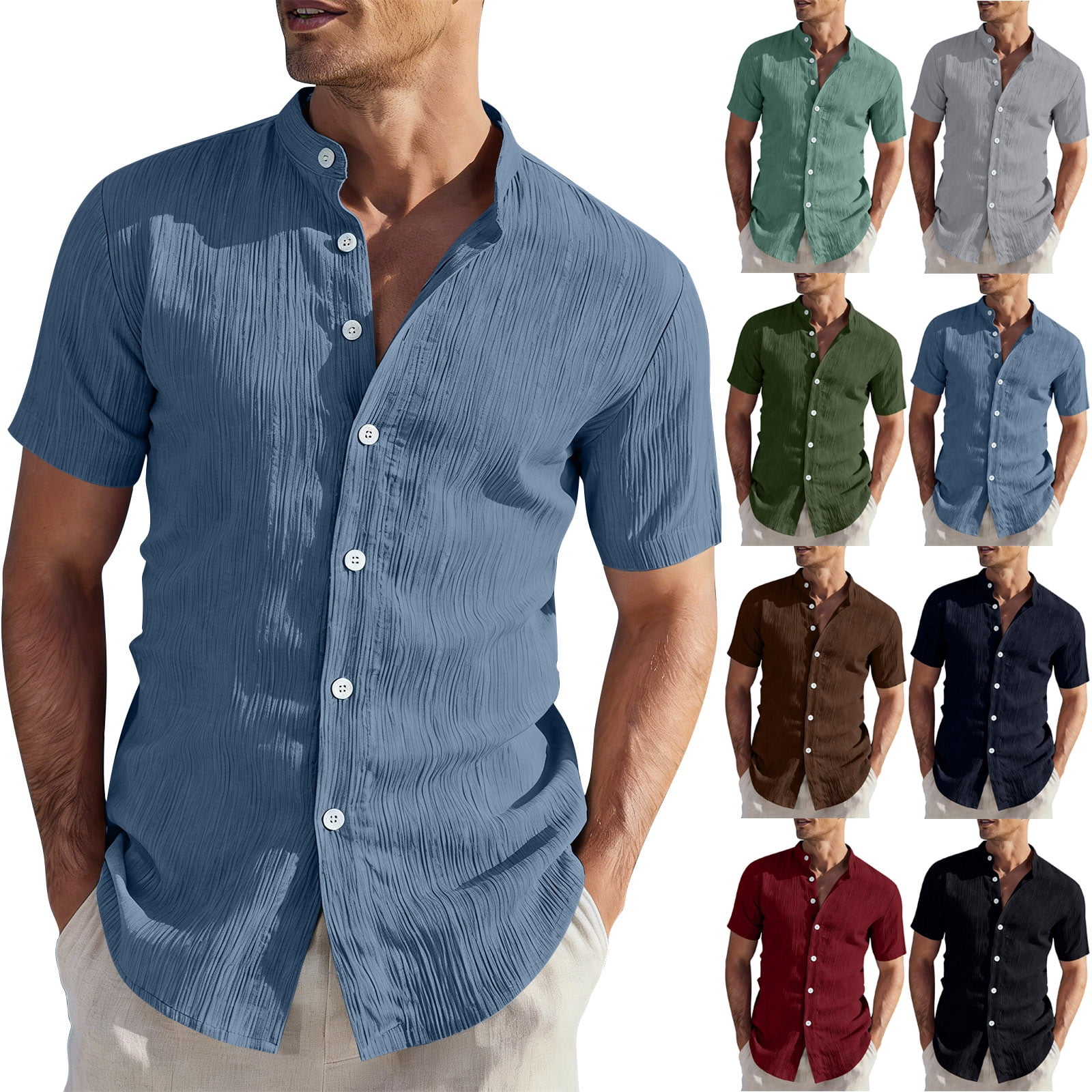 mens shirts,men's clothing Men's Fashion Solid Color Casual Loose Fit ...
