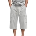 thumbnail image 1 of mens shorts Cargo Capri Pants Multi Pocket Loose Casual Shorts Summer Lightweight Breathable,Gray,XXXXXXXXL, 1 of 8
