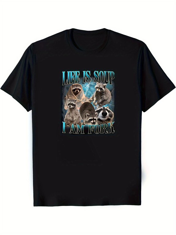 mens is soup im a fork t shirt soft black retro tee with teal yellow text humorous fork soup casual wear suitable for parties gym everyday use gift for washa