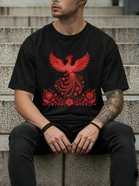 mens summer t shirt with tail graphic print short sleeve tees trendy casual tops for daily life big and tall guys