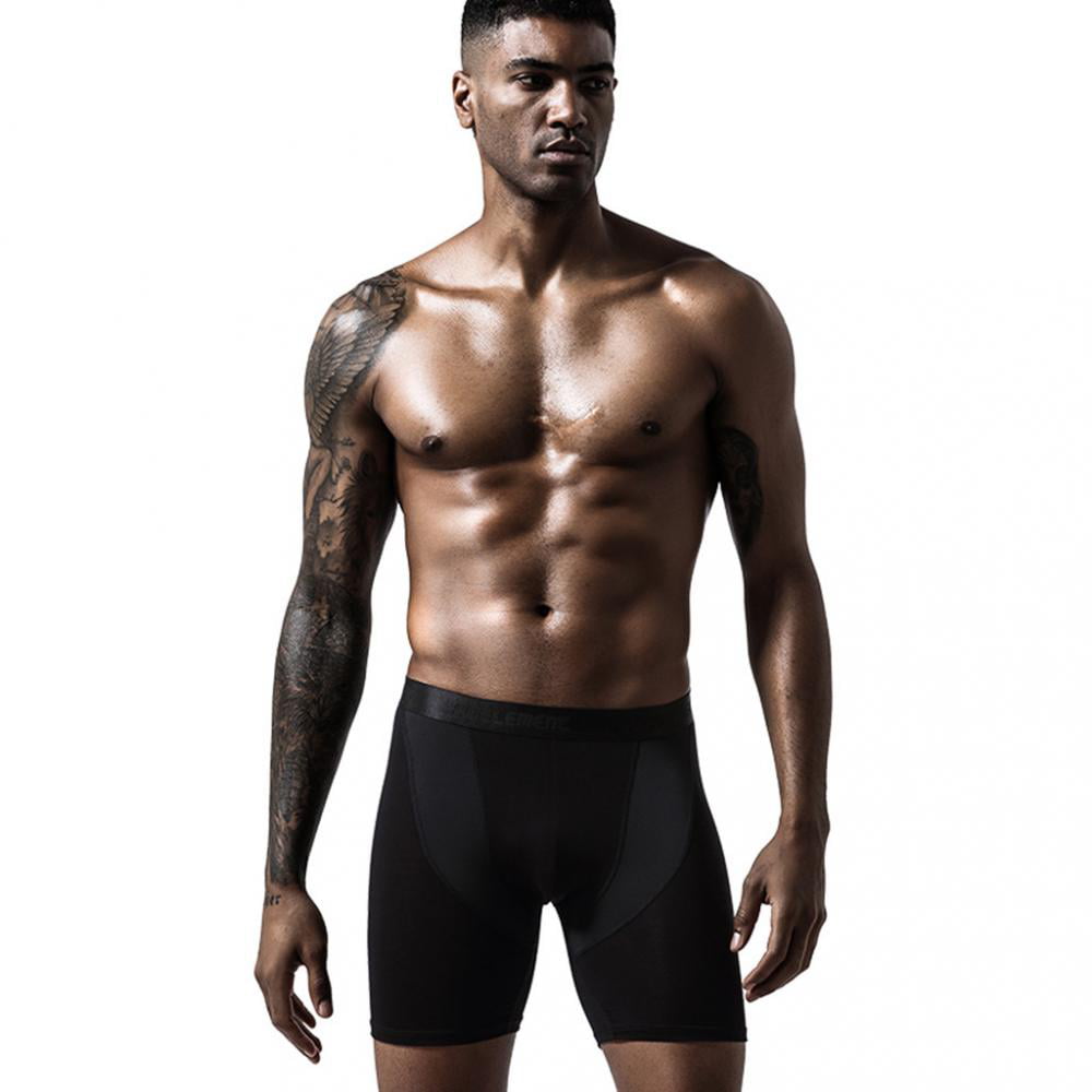 mens underwear boxer briefs men's elastic slim breathable sports underwear  quick drying long flat pants