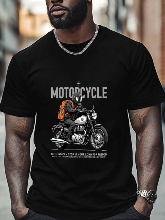 mens vintage motorcycle t shirt biker racing print short sleeve crew neck tee suitable for motorcycle enthusiasts gift for dad boyfriend casual summer wear for parties