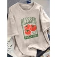 thumbnail image 1 of mens vintage washed crew neck t shirt blessed tomato green christian tee, 1 of 7