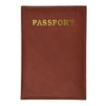 thumbnail image 1 of menswallet Genuine Leather Gold Logo Passport Cover Holder for Travel 151 CF (C) Burgundy, 1 of 22