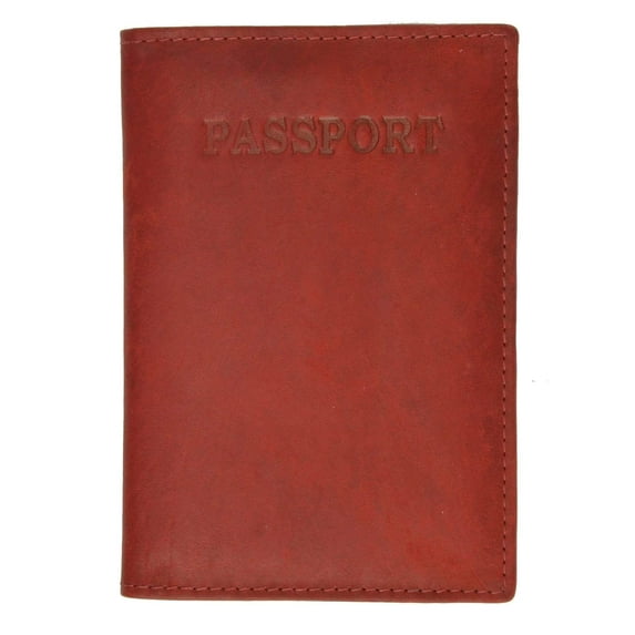 menswallet Genuine Leather Passport Cover Holder Wallet Case Travel Many Colors 601 CF BLIND (C) Red