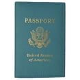 thumbnail image 1 of menswallet Genuine Leather USA Gold Logo Passport Cover Holder for Travel 151 CF USA (C) Baby Blue, 1 of 45