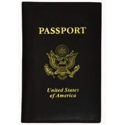 menswallet Genuine Leather USA Gold Logo Passport Cover Holder for Travel 151 CF USA C Black