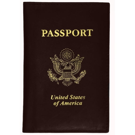menswallet Genuine Leather USA Gold Logo Passport Cover Holder for Travel 151 CF USA (C) Brown