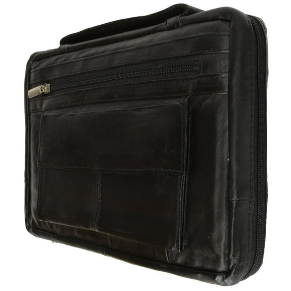 menswallet Leather Bible Cover, Extra Large, with Pen and Pencil Holders, Black