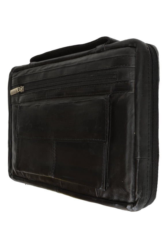 Leather Bible Cover, Extra Large, with Pen and Pencil Holders, Black