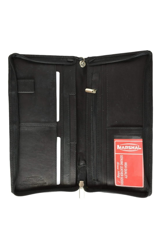 menswallet Top Grain Genuine Leather Travel Organizer Wallet Passport Holder 563 CF (C) Black