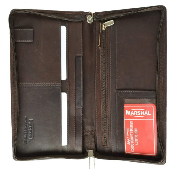 menswallet Top Grain Genuine Leather Travel Organizer Wallet Passport Holder 563 CF (C) Brown