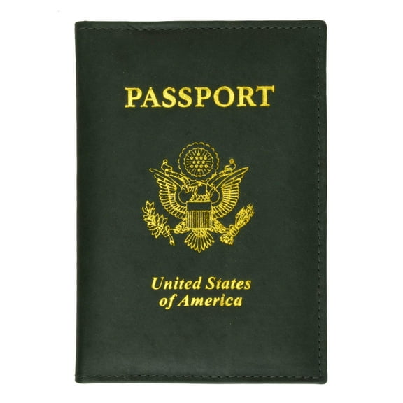 menswallet USA Gold Genuine Leather Passport Cover for Travel with Credit Card Slots 601 CF USA (C) Dark Green