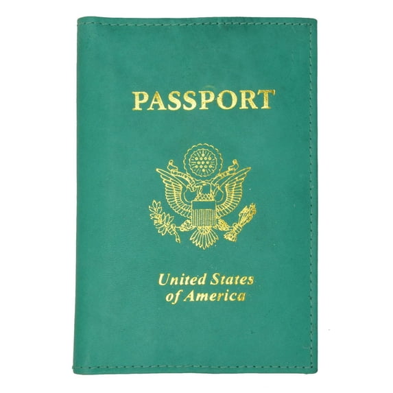 menswallet USA Gold Genuine Leather Passport Cover for Travel with Credit Card Slots 601 CF USA (C) Teal