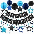 thumbnail image 1 of meowtastic Birthday Decorations, Happy Birthday Banner with Honeycomb Ball, Stars Hanging Swirl Streamer, Circle Dots Garland, Happy Birthday Party Decorations for Women Men Boys Girls (Black & Pink), 1 of 7