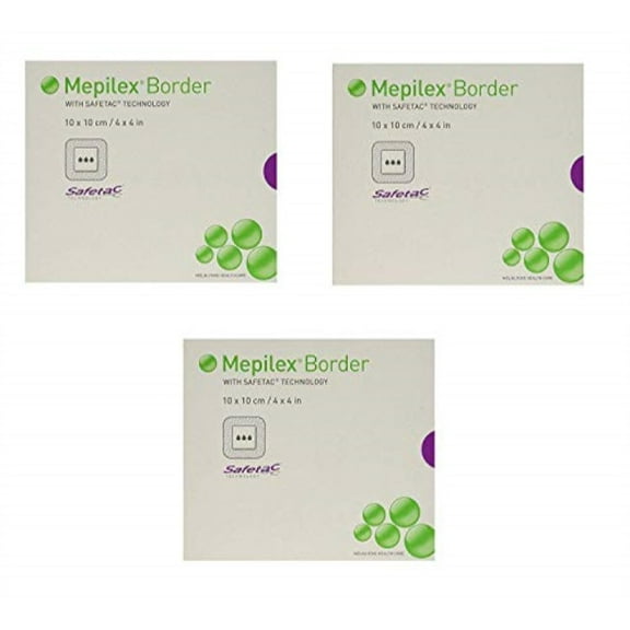 A2Z STORE Silicone Foam Dressing 10X10cm 15 Ct | Absorbent Mepilex Border Foam Dressing | Waterproof Dressing for Wounds | Second Skin Squares | Hydro Bandaids | Wound Dressing