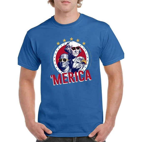 merica: Washington And Franklin Men T-Shirt, Male x-Large