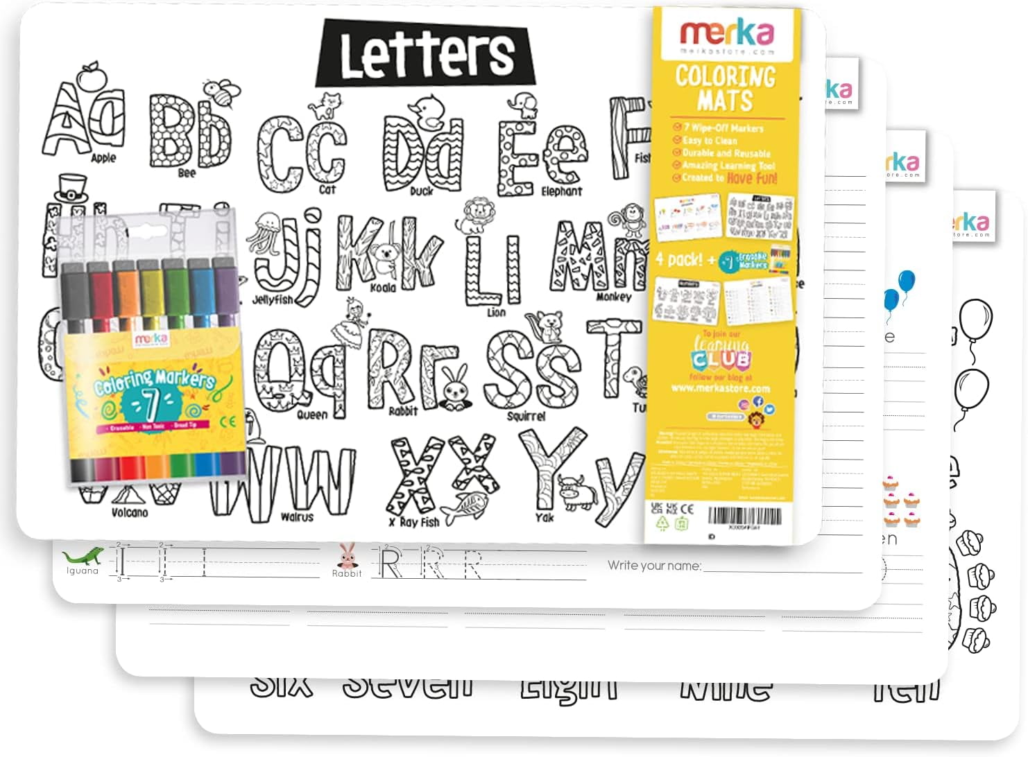 merka Alphabet Placemats for Kids Placemat Toddler Placemats for Dining