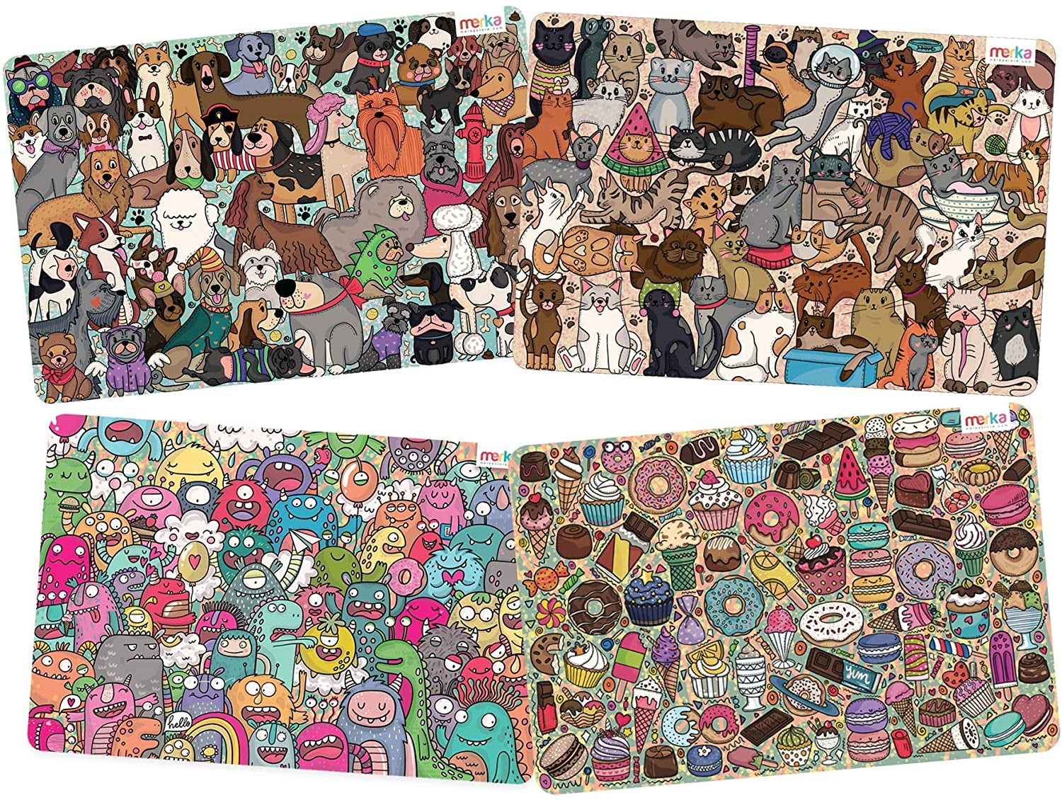 merka Educational Placemats for Kids and Toddlers Set of 4 NonSlip