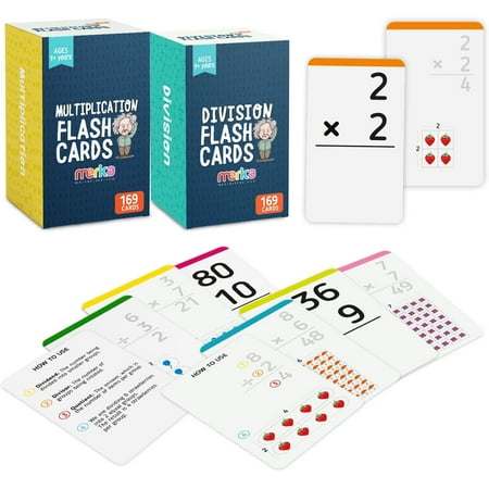merka Mathematics Flash Cards, 338 Cards in Total, Math Flash Cards, Multiplication and Division Flash Cards, Multiplication Flashcards for 3rd Grade