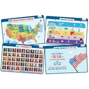 merka Placemats for Kids, 4 Pack Educational Placemat Mat for Dining Table, Non Slip, Washable Reusable, Learning US Presidents, Famous People, Periodic Table of Elements & USA Map v2