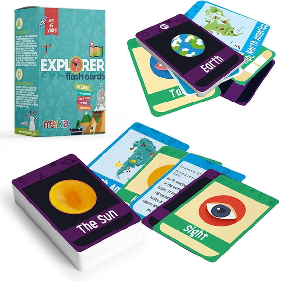 Including Flash Card merka Science Flash Cards for Kids - 90-Count Multicolor Waterproof ...