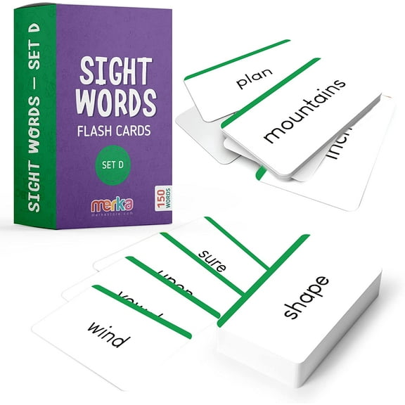 Merka Sight Words Flash Cards - Level D, 150 Cards - High-Frequency Word Practice for 1st Grade Reading & Homeschool Support