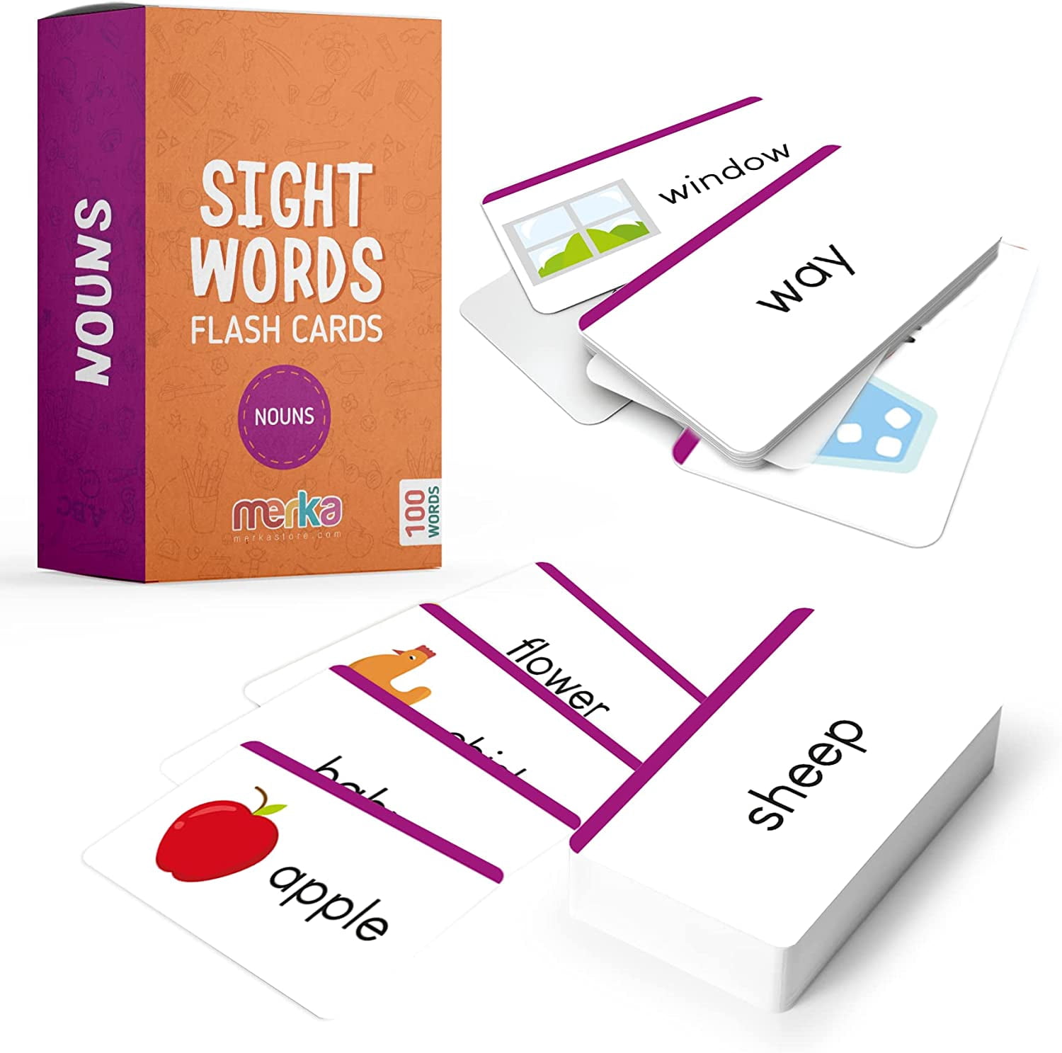 merka Learn To Read Flash Cards For Toddlers Years Sight Word ...