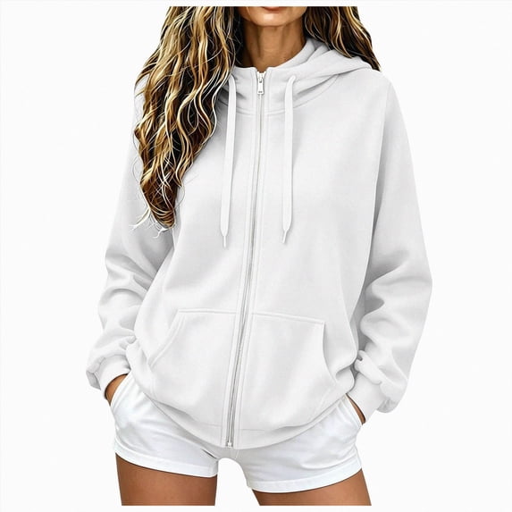 merlath 2026 Zip Up Hoodies for Women Fall Winter Casual Sweatshirts Zipper Oversized Lightweight Cute Jackets with Pockets Size XXL