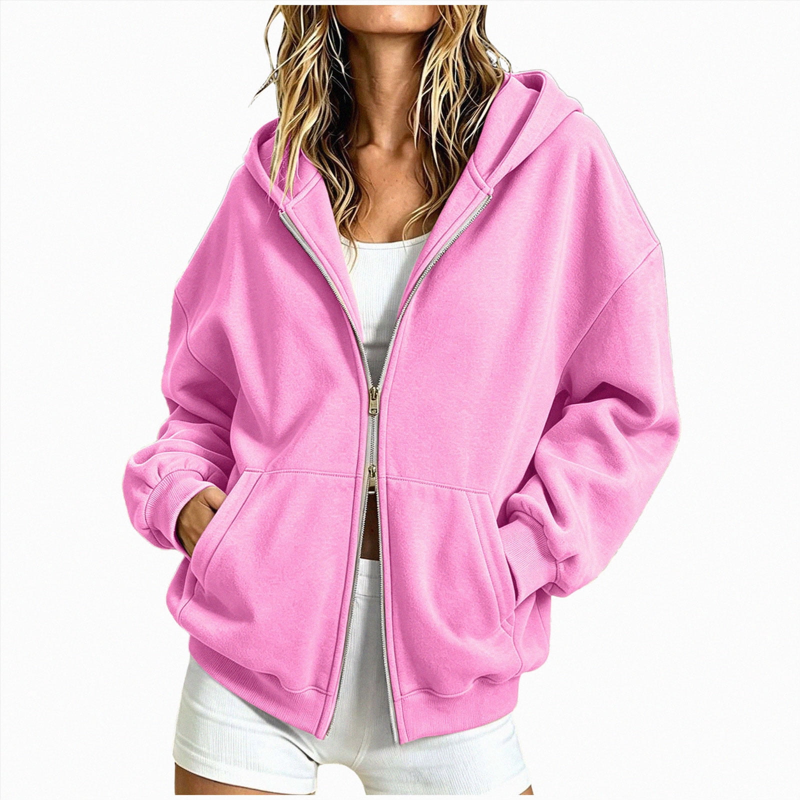 merlath Hoodies Women Zip Up Hoodie Oversized Sweatshirt Fleece Jackets ...