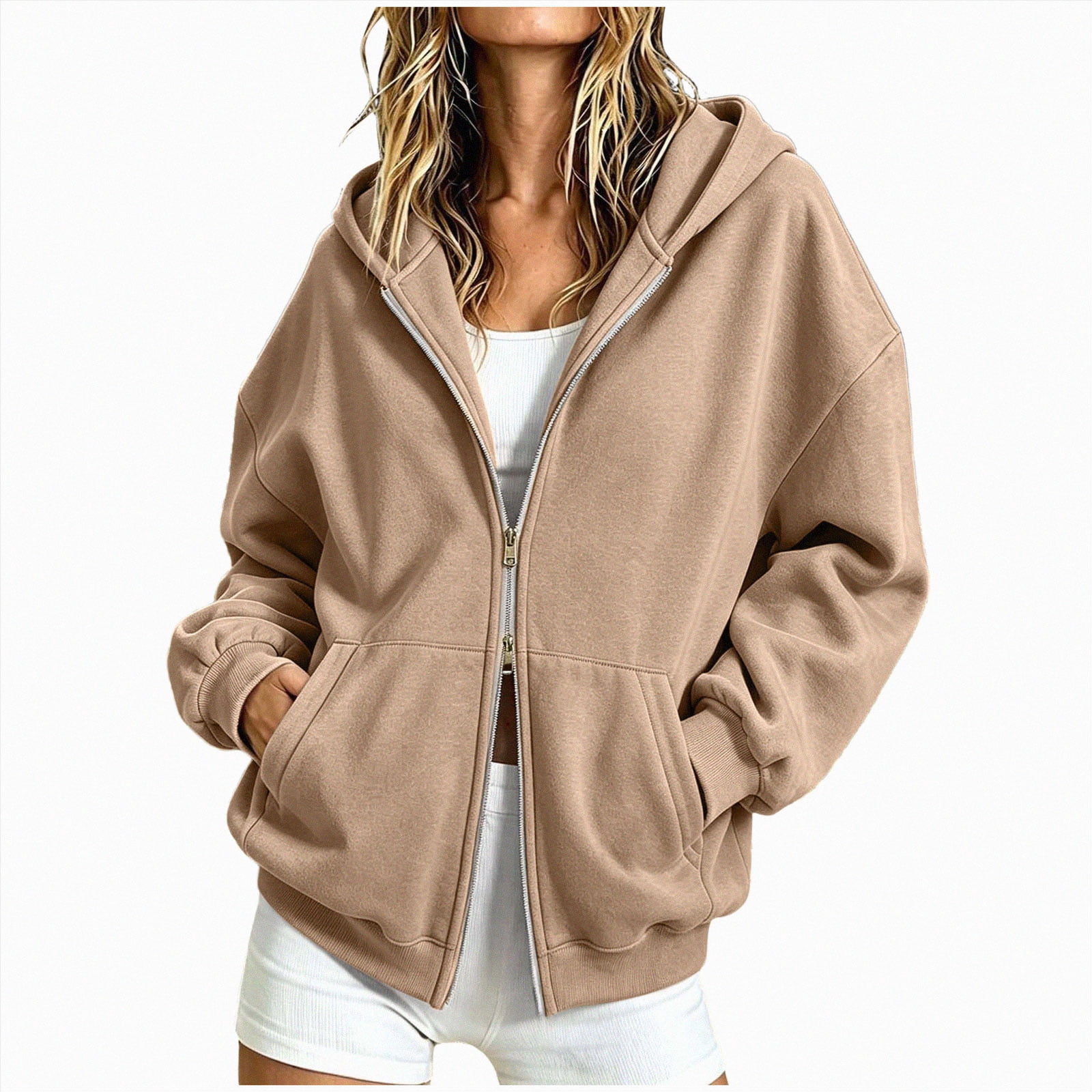 merlath Hoodies Women Zip Up Hoodie Oversized Sweatshirt Fleece Jackets ...